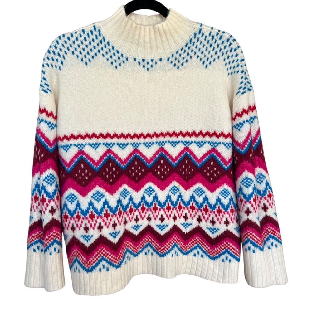 LOFT Multicolor Patterned Turtleneck Sweater - image 3